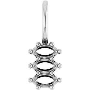 18K White Gold 4x2 mm Marquise Pendant Mounting – image 2