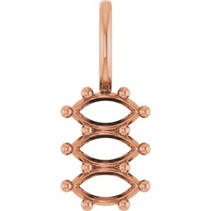 10K Rose Gold 5x2.5 mm Marquise Pendant Mounting – image 2
