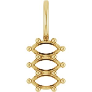 14K Yellow Gold 5x2.5 mm Marquise Pendant Mounting – image 2