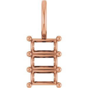 10K Rose Gold 4.5x2.5 mm Straight Baguette Pendant Mounting – image 2