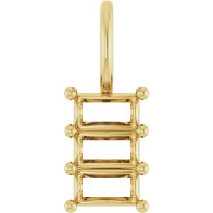 14K Yellow Gold 4.5x2.5 mm Straight Baguette Pendant Mounting – image 2