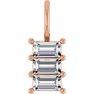 14K Rose Gold 4.5x2.5 mm Straight Baguette Pendant Mounting