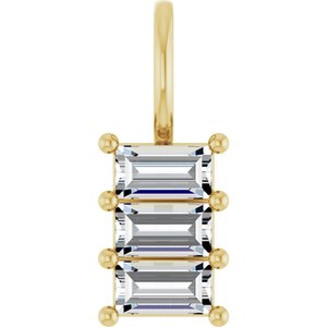 14K Yellow Gold 4.5x2.5 mm Straight Baguette Pendant Mounting