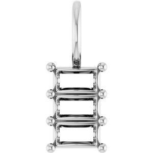 14K X1 White Gold 4.5x2.5 mm Straight Baguette Pendant Mounting – image 2