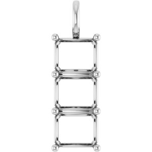 14K X1 White Gold 11x9 mm Emerald Pendant Mounting – image 2