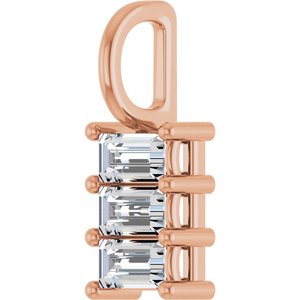 18K Rose Gold 4.5x2.5 mm Straight Baguette Pendant Mounting – image 3