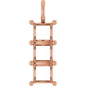 18K Rose Gold 7.5x7.5 mm Square Pendant Mounting – image 2