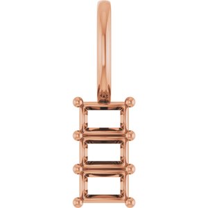 10K Rose Gold 3x2 mm Straight Baguette Pendant Mounting – image 2