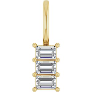 14K Yellow Gold 3x2 mm Straight Baguette Pendant Mounting