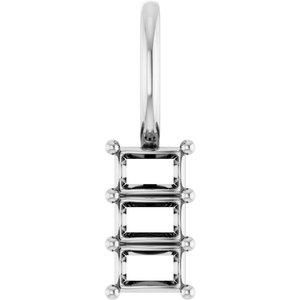 14K White Gold 3x2 mm Straight Baguette Pendant Mounting – image 2