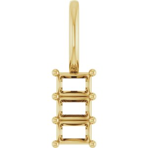 10K Yellow Gold 3x2 mm Straight Baguette Pendant Mounting – image 2
