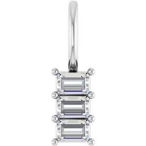 Continuum Sterling Silver 3x2 mm Straight Baguette Pendant Mounting