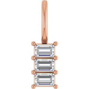 14K Rose Gold 3x2 mm Straight Baguette Pendant Mounting