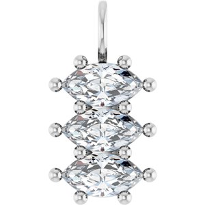 14K X1 White Gold 9.5x5 mm Marquise Pendant Mounting