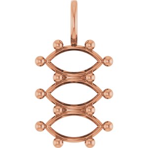 18K Rose Gold 9.5x5 mm Marquise Pendant Mounting – image 2