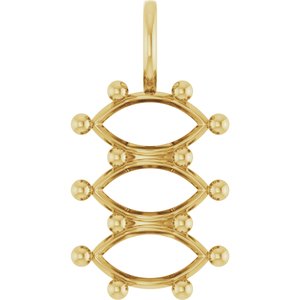 10K Yellow Gold 9.5x5 mm Marquise Pendant Mounting – image 2