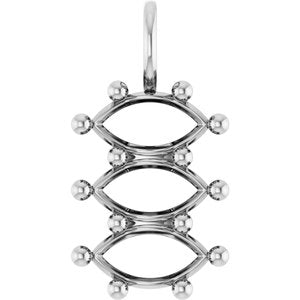 14K White Gold 9.5x5 mm Marquise Pendant Mounting – image 2