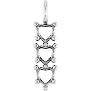 10K White Gold 6x6 mm Heart Pendant Mounting – image 2