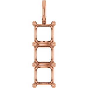 10K Rose Gold 7x7 mm Asscher Pendant Mounting – image 2