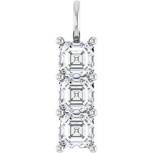 14K White Gold 7x7 mm Asscher Pendant Mounting