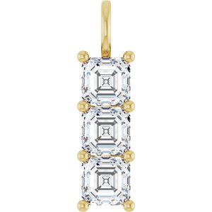 10K Yellow Gold 7x7 mm Asscher Pendant Mounting