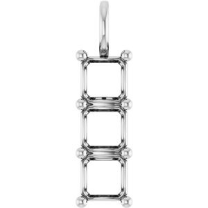 10K White Gold 7x7 mm Asscher Pendant Mounting – image 2