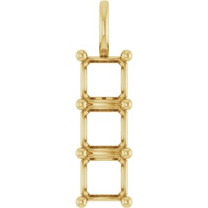 10K Yellow Gold 7x7 mm Asscher Pendant Mounting – image 2
