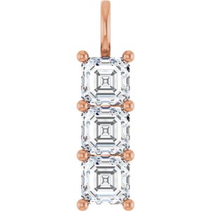 14K Rose Gold 7x7 mm Asscher Pendant Mounting