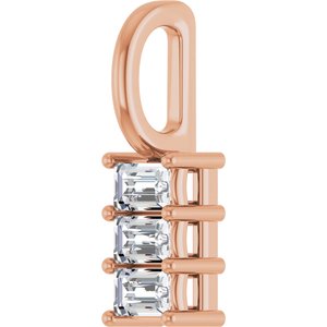 10K Rose Gold 3x2 mm Straight Baguette Pendant Mounting – image 3