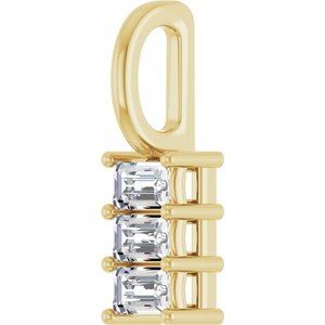14K Yellow Gold 3x2 mm Straight Baguette Pendant Mounting – image 3