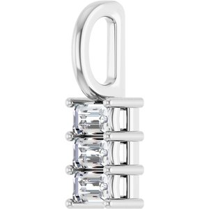 18K White Gold 3x2 mm Straight Baguette Pendant Mounting – image 3