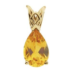 14K Yellow Gold Natural Citrine Scroll Setting�� Pendant