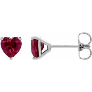 14K White Gold 7x7 mm Heart 3-Prong Cocktail-Style Earring Mounting – image 2
