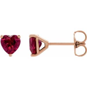 14K Rose Gold 7x7 mm Heart 3-Prong Cocktail-Style Earring Mounting – image 2