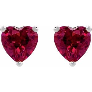14K White Gold 7x7 mm Heart 3-Prong Cocktail-Style Earring Mounting – image 3