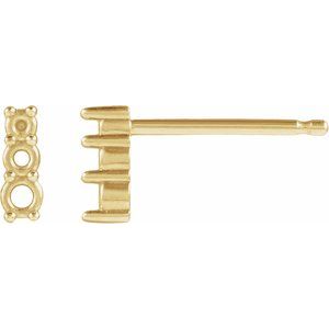 10K Yellow Gold 1.7 mm Round Three-Stone Earring Mounting
