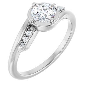 14K White Gold 5.2 mm Round Ring Mounting