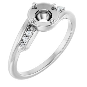 Sterling Silver 5.2 mm Round .08 CTW Natural Diamond Semi-Set Ring