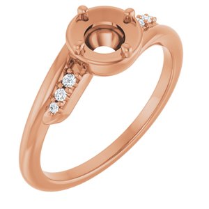 14K Rose Gold 5.2 mm Round .04 CTW Lab-Grown Diamond Semi-Set Ring