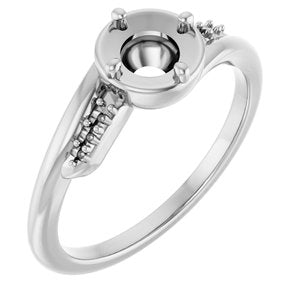 10K White Gold 5.2 mm Round Ring Mounting – image 2
