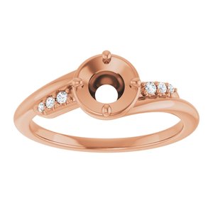 14K Rose Gold 5.2 mm Round .04 CTW Lab-Grown Diamond Semi-Set Ring – image 3