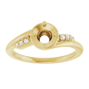 14K Yellow Gold 5.2 mm Round .08 CTW Natural Diamond Semi-Set Ring – image 3