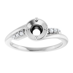 Sterling Silver 5.2 mm Round .08 CTW Natural Diamond Semi-Set Ring – image 3