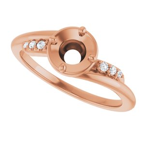14K Rose Gold 5.2 mm Round .04 CTW Lab-Grown Diamond Semi-Set Ring – image 5