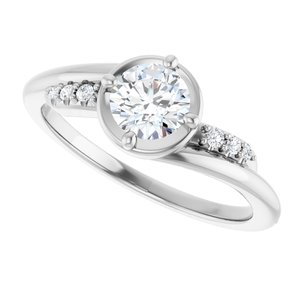 14K White Gold 5.2 mm Round Ring Mounting – image 8