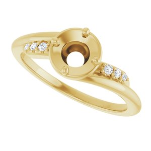 14K Yellow Gold 5.2 mm Round .08 CTW Natural Diamond Semi-Set Ring – image 5