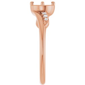 14K Rose Gold 5.2 mm Round .08 CTW Natural Diamond Semi-Set Ring – image 4