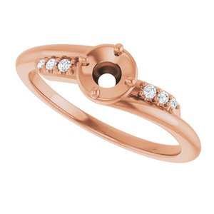 14K Rose Gold 4.1 mm Round 1/5 CTW Natural Diamond Semi-Set Ring – image 5