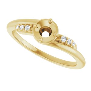 14K Yellow Gold 4.1 mm Round .04 CTW Lab-Grown Diamond Semi-Set Ring – image 5