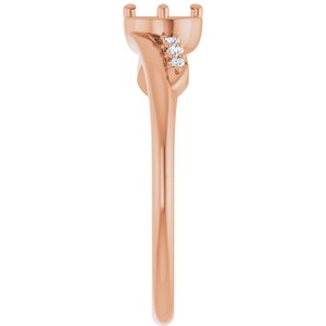 14K Rose Gold 4.1 mm Round 1/5 CTW Natural Diamond Semi-Set Ring – image 4